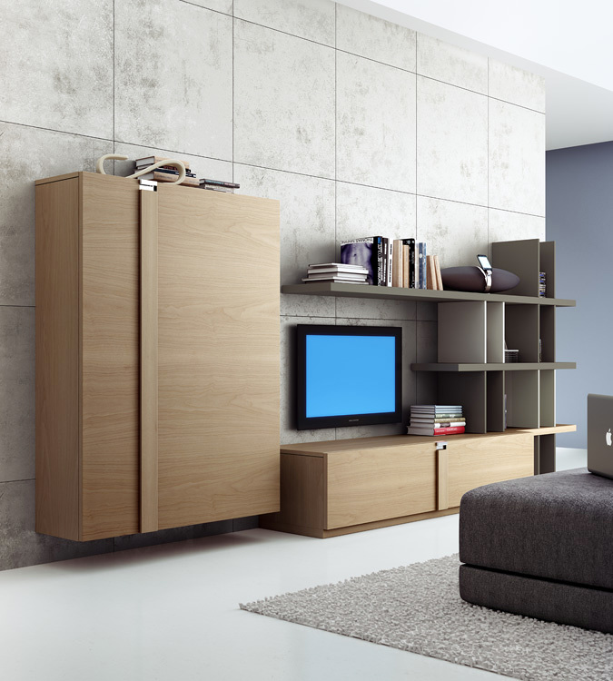 Menjador TK.2 xapa noguera amb llibreria lacada mate