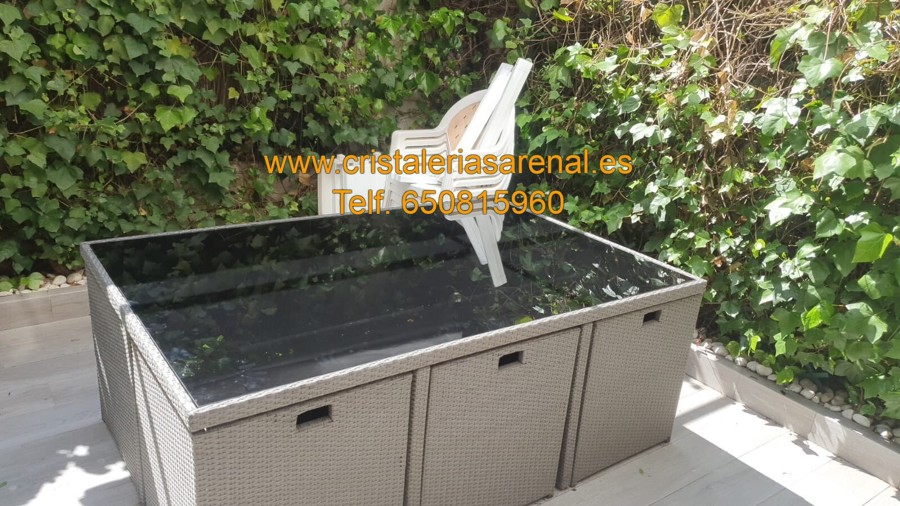 Cristal mesa jardín