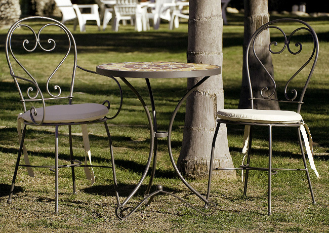 Mesa velador forja y mosaico