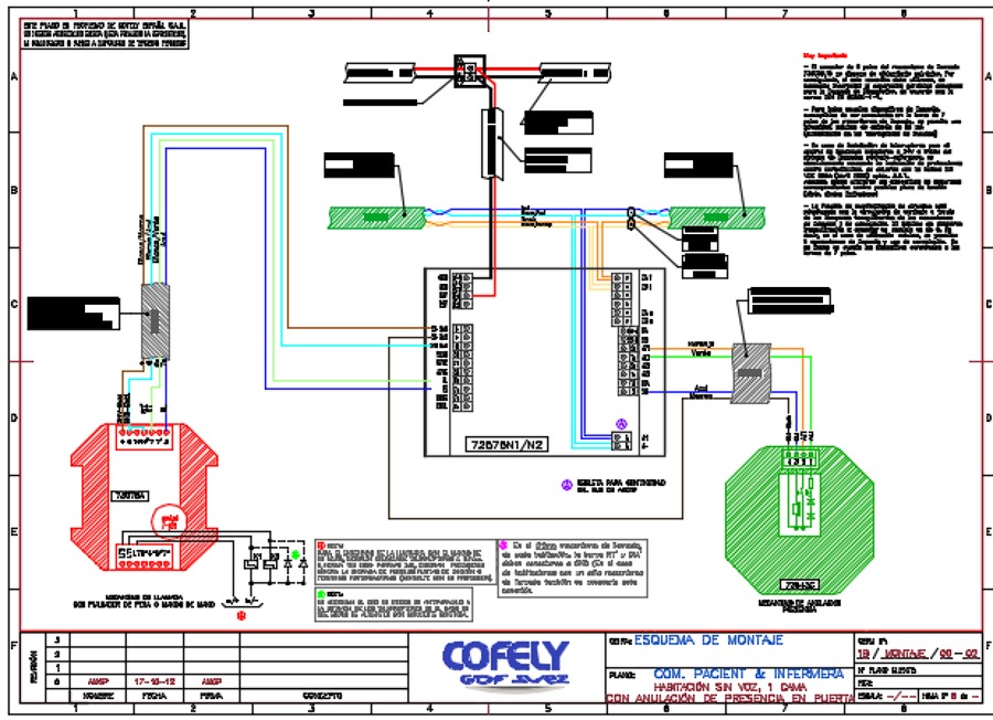Esquema de montaje, Instalación comunicación hospitalaria