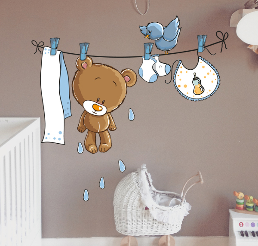 Vinilo infantil Oso tendedero