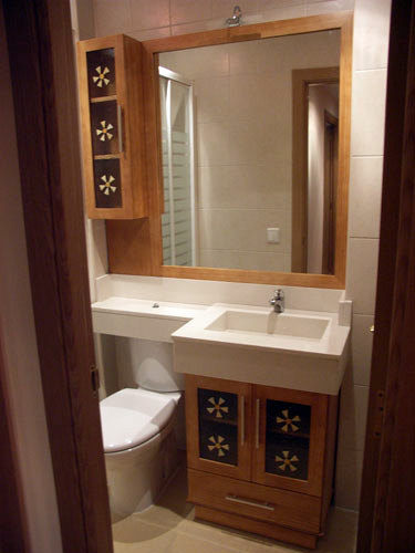 Mueble con lavabo integrado y brazo para sanitario