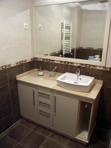 Mueble con lavabo sobre encimera