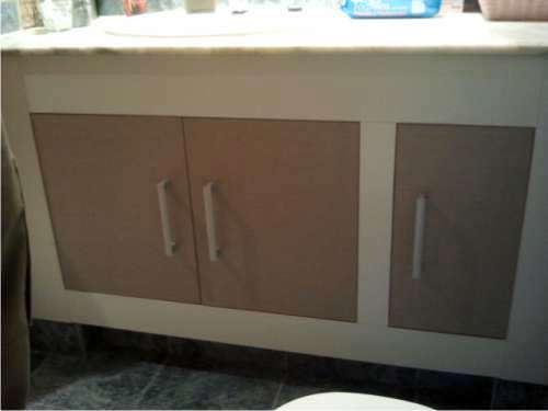Mueble de baño fabricado melamina blanca y melamina lino cancun