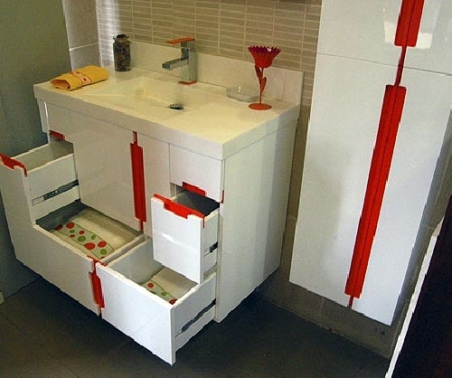 MUEBLE MODELO OSLO, BLANCO Y NARANJA