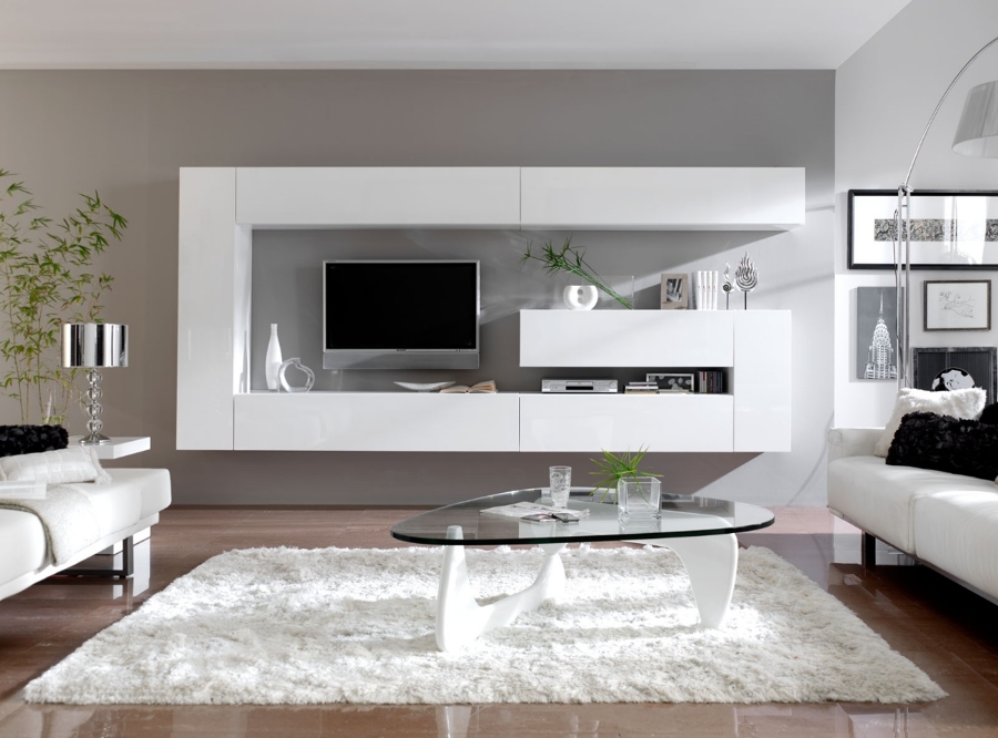 Mueble modular lacado blanco.
