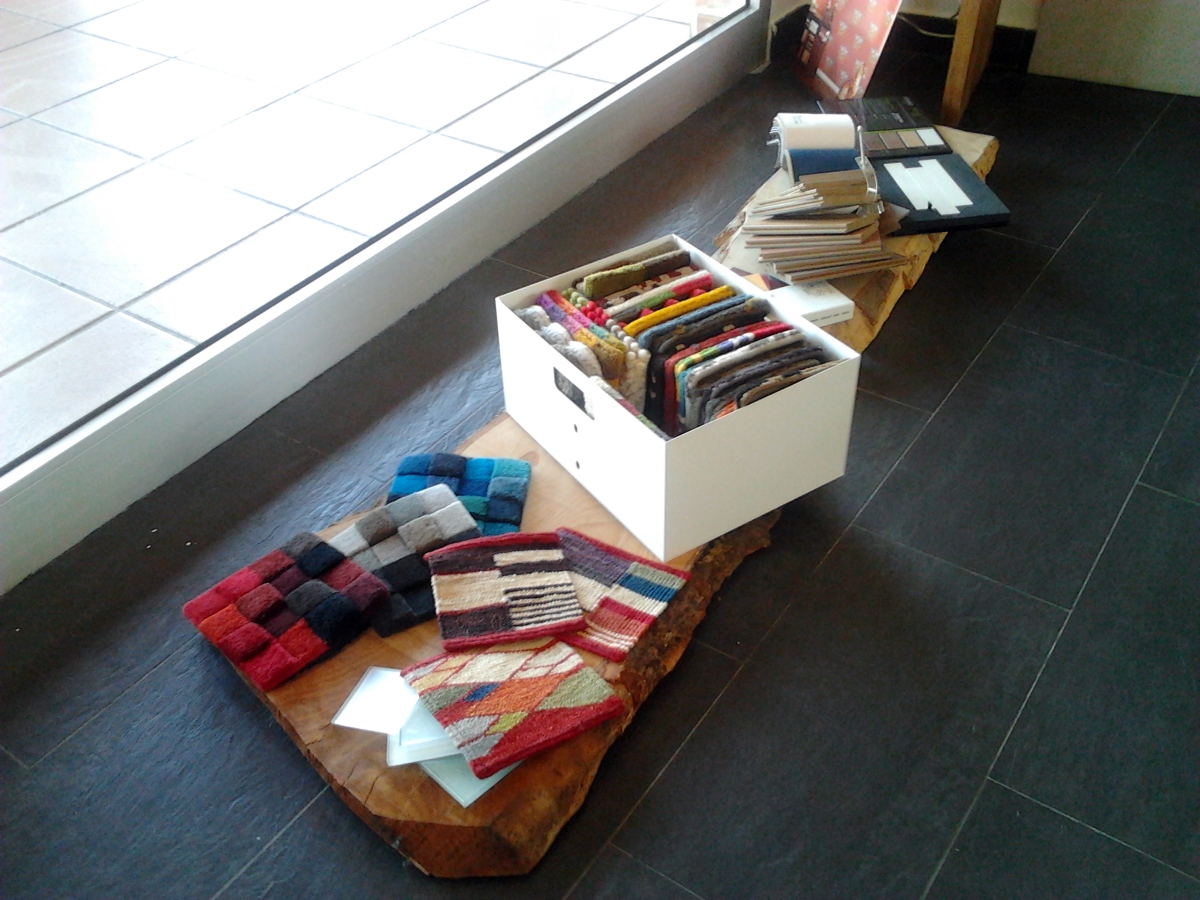 Muestras de alfombras en el estudio