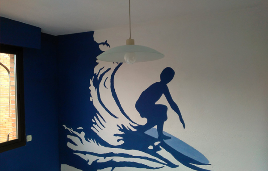 Mural decorativo con temática de surf