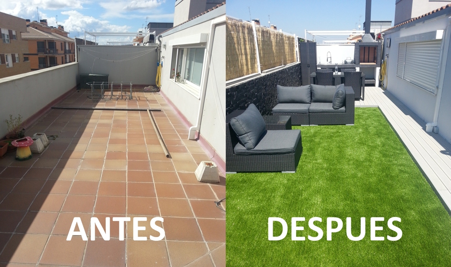 Instalación en terraza con muebles