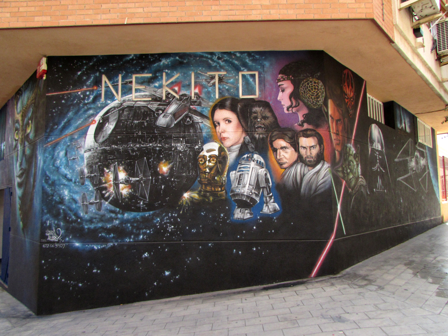 Decoración mural comercial.