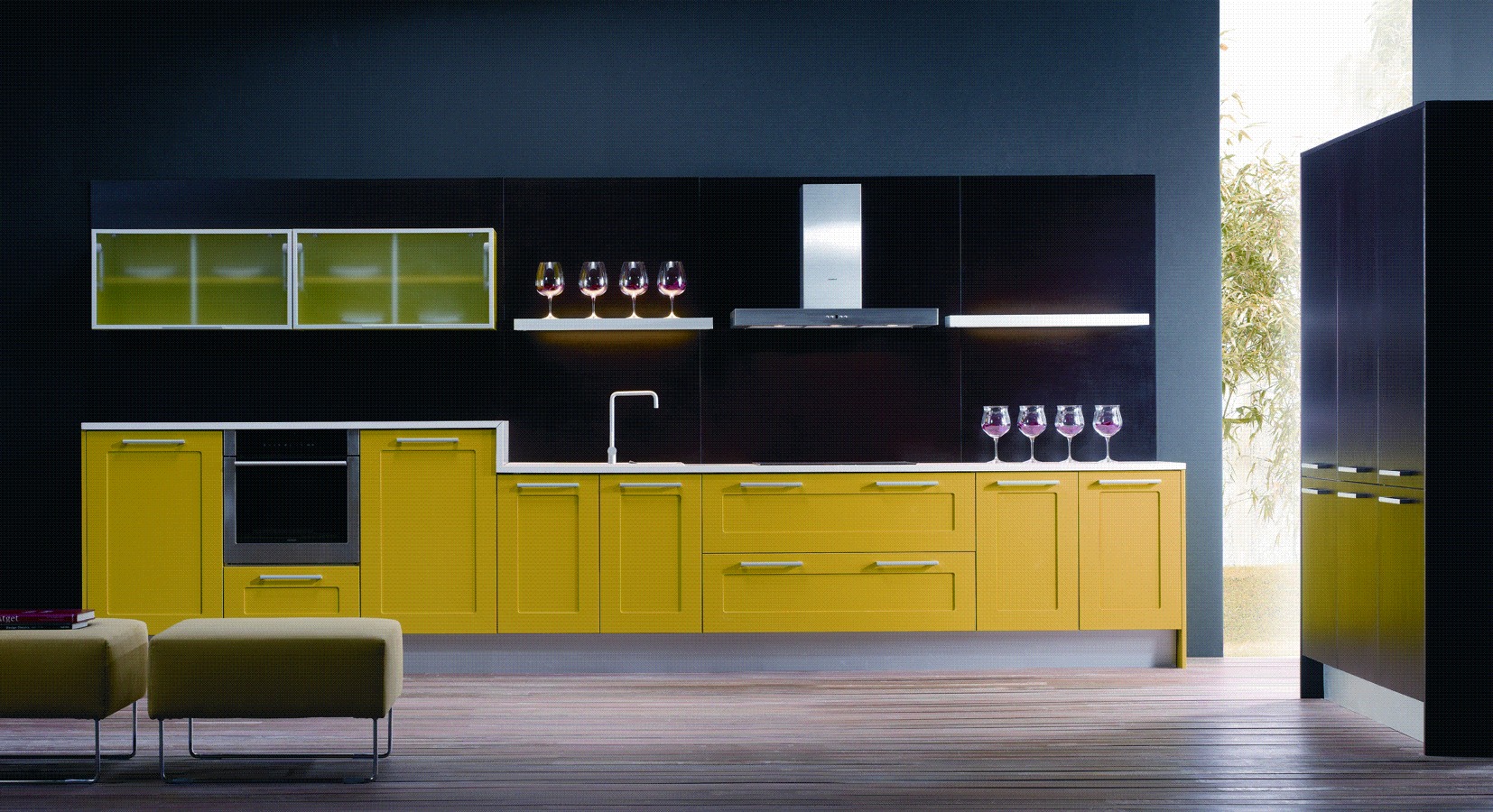 Niza lacado satinado  pistacho combinado con arán roble wengué