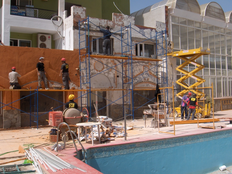 Obras reabilitación fachada hotel