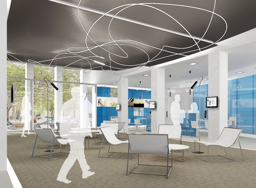 Oficina bancaria. Nova distribució i diseny interior.