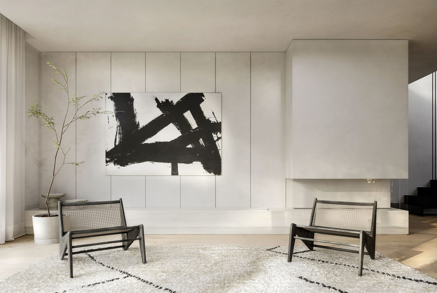 Detalle de chimenea en reforma de salón