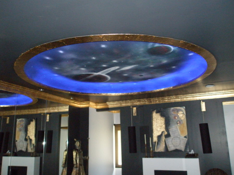 Panel de techo cielo estrellado animado con estrellas fugaces