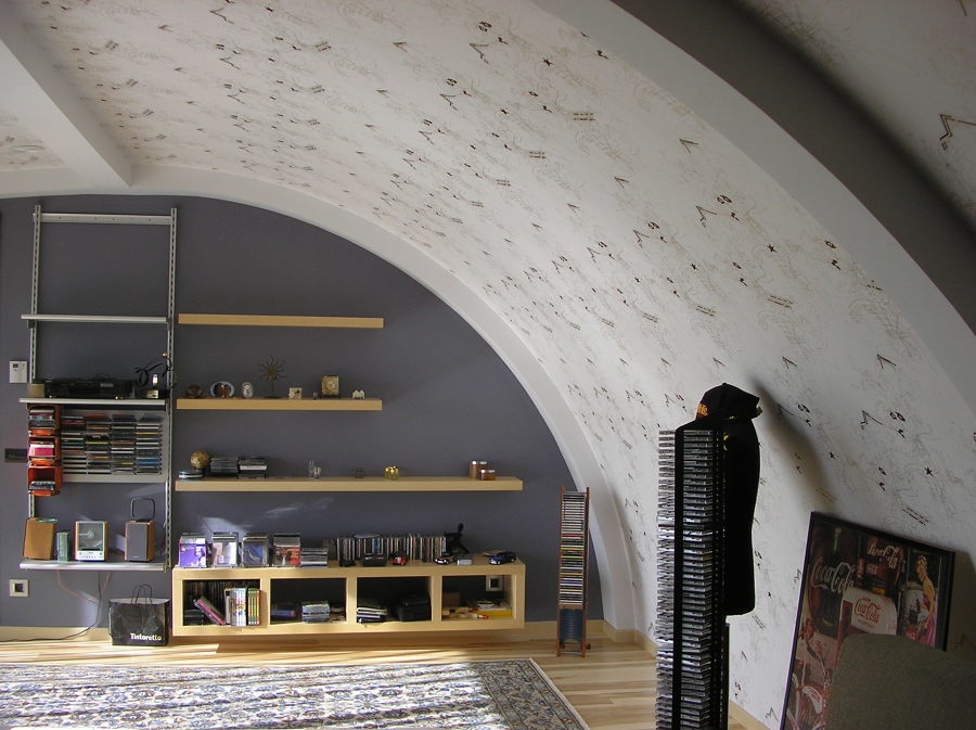 Sala de estar con cubierta curva