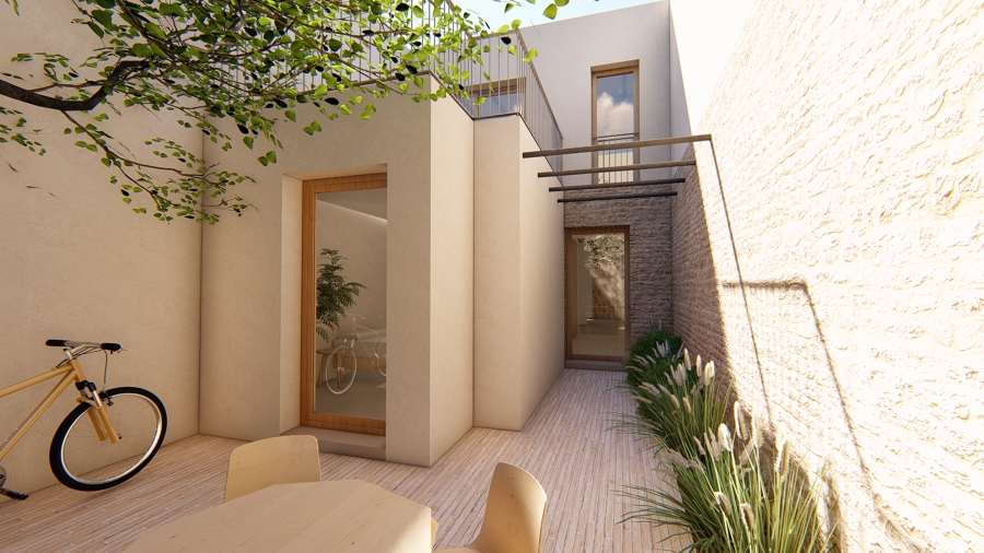 Patio interior de casa de pueblo