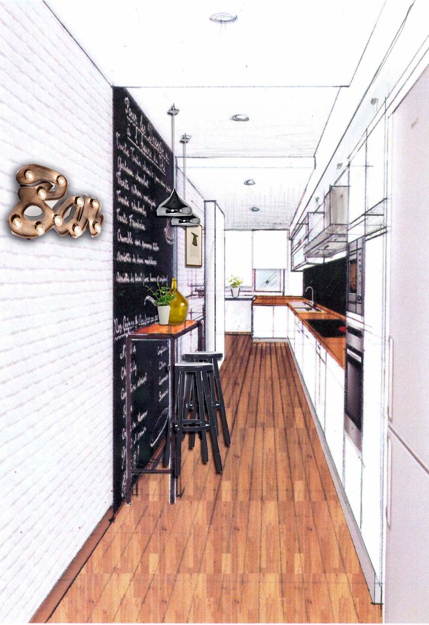 Perspectiva boceto de cocina