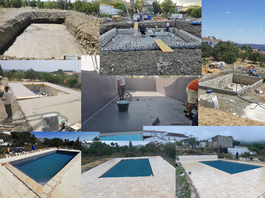 Contrucción de piscina en la Sierra de Huelva.