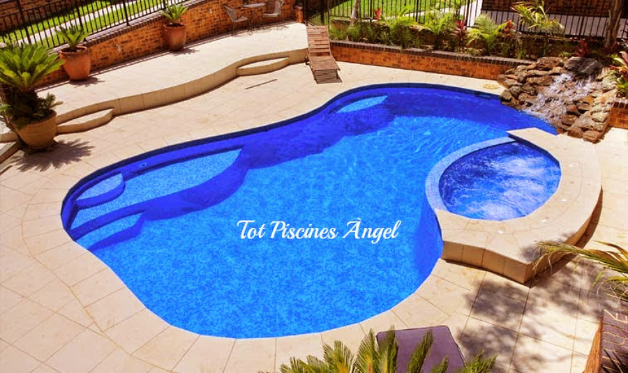 Piscina irregular con jacuzzi