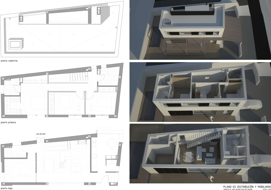 Propuesta distribución interior vivienda unifamiliar 