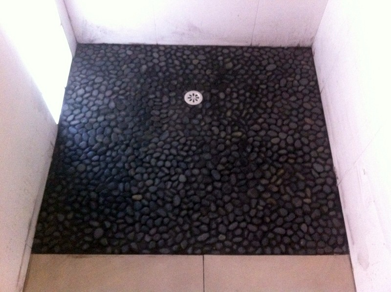 Plato de ducha de obra.