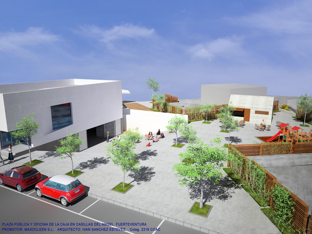 PLAZA PUBLICA Y OFICINA BANCARIA. CASILLAS DEL ANGEL FUERTEVENTURA