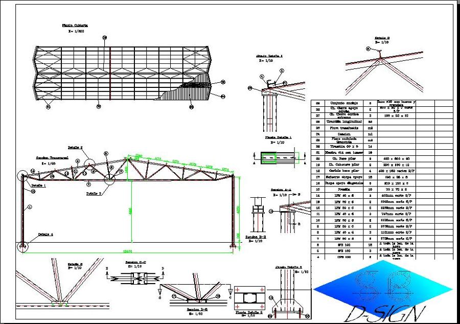 Portico en celosía nave industrial.