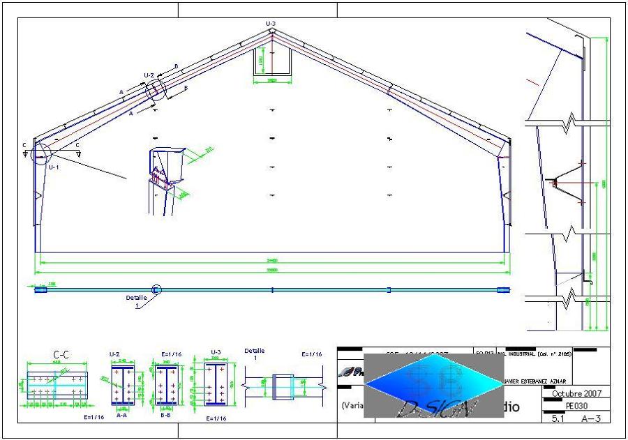 Portico sección variable nave almacen de grano.