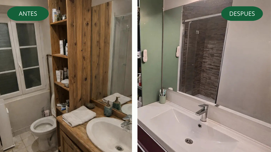 Antes y Despues de una reforma de baño completo en hendaya