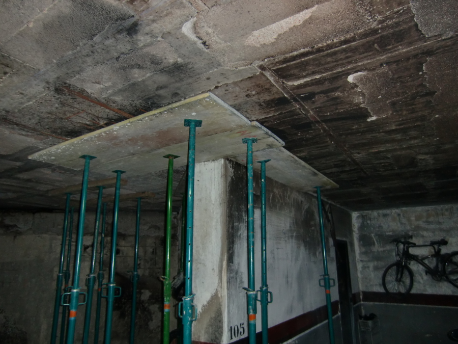 Proyecto de rehabilitación de aparcamiento siniestrado por incendio - antes