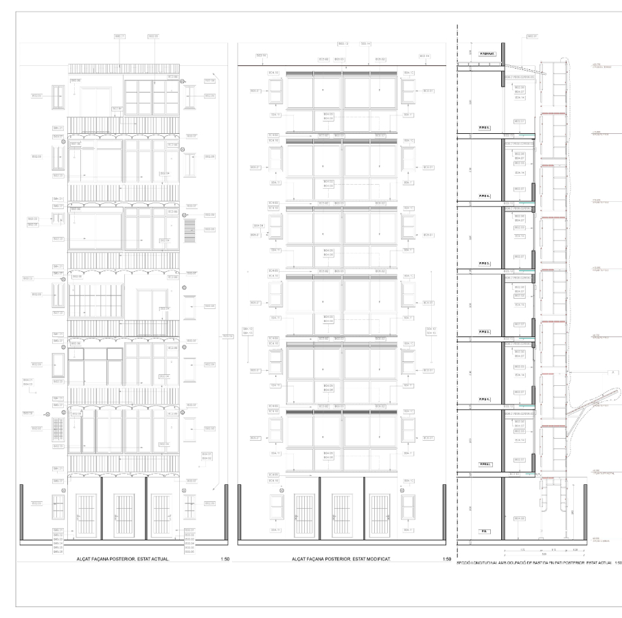 Proyecto de restauración integral de fachada posterior de edificio de viviendas