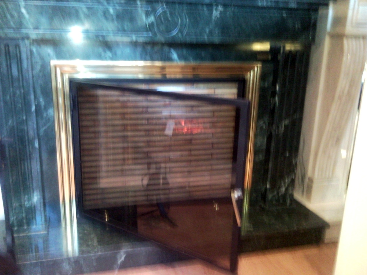 PUERTA METALICA CON CRISTAL PARA CHIMENEA