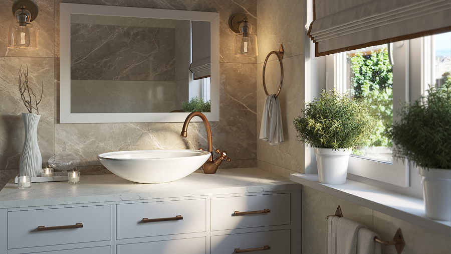 Diseño baño 3d grifería personalizada