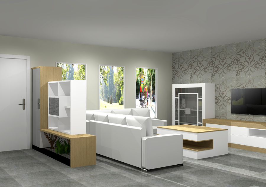 Salón comedor con recibidor integrado.