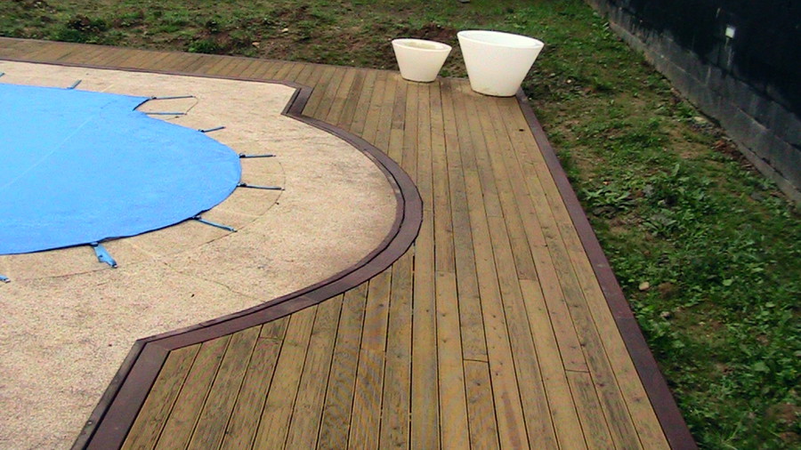 recubrimiento y forrado de piscina con madera