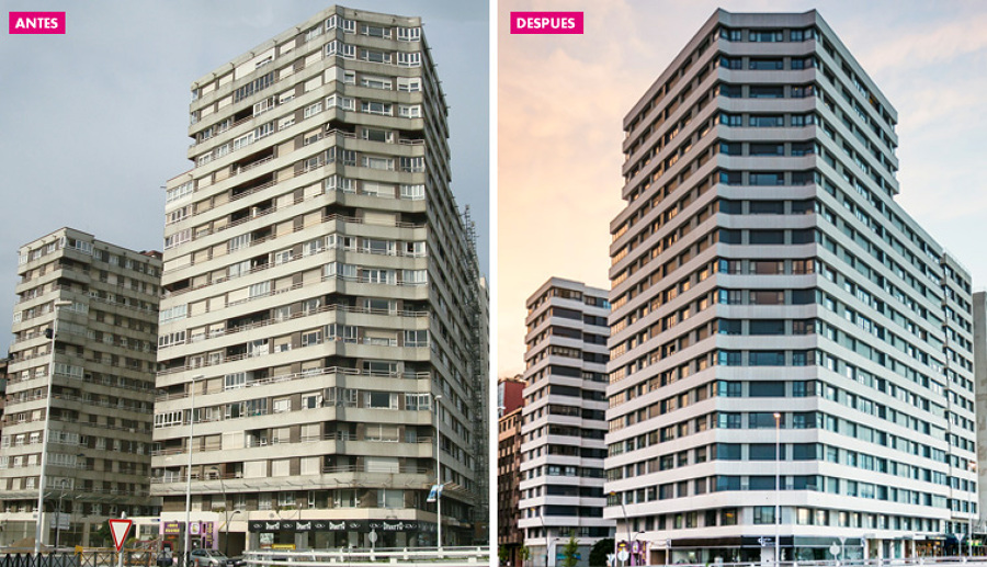 Rehabilitación mediante sistema Fachada Ventilada. Edificio Cl. Rufo G. Rendueles, 22-23 y Av. Castilla, 39 - Gijón