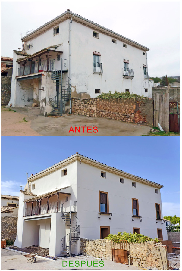 Rehabilitación y refuerzo de fachada (Antes y despues)