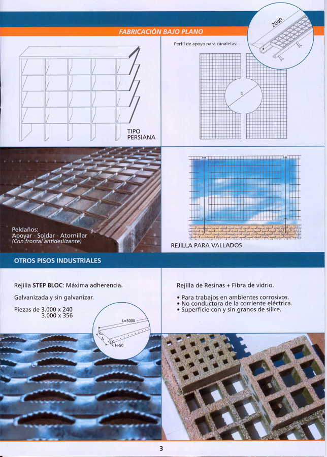 Rejilla-Tramex a medida, antideslizante, Rejilla tipo PRFV, peldaños.