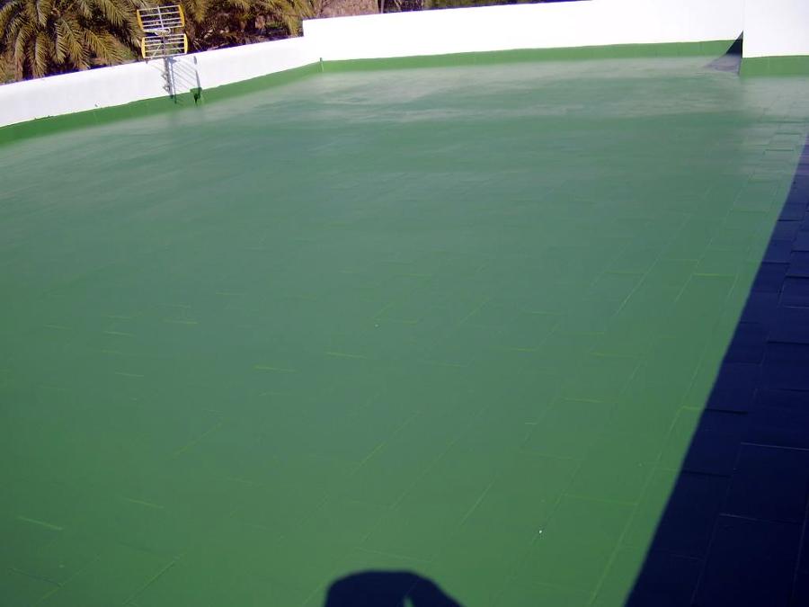 REPARACION DE TERRAZA CON PINTURA IMPERMEABILIZANTE VERDE