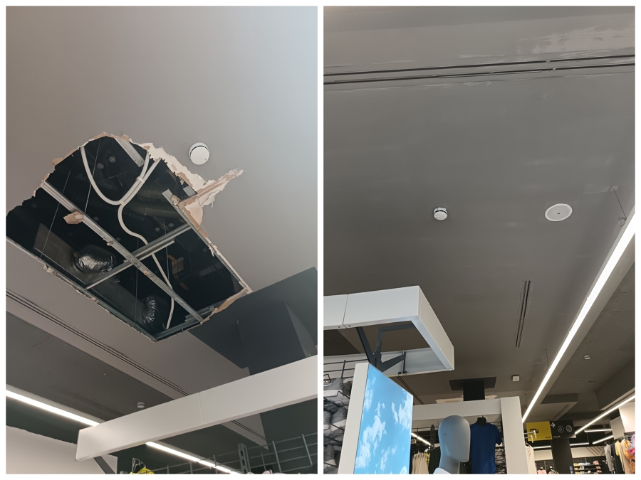 Reparación y pintura techo local comercial