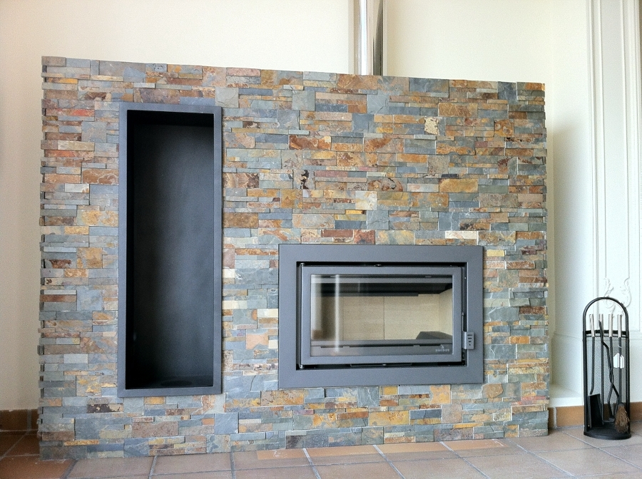 Revestiminento chimenea moderno.