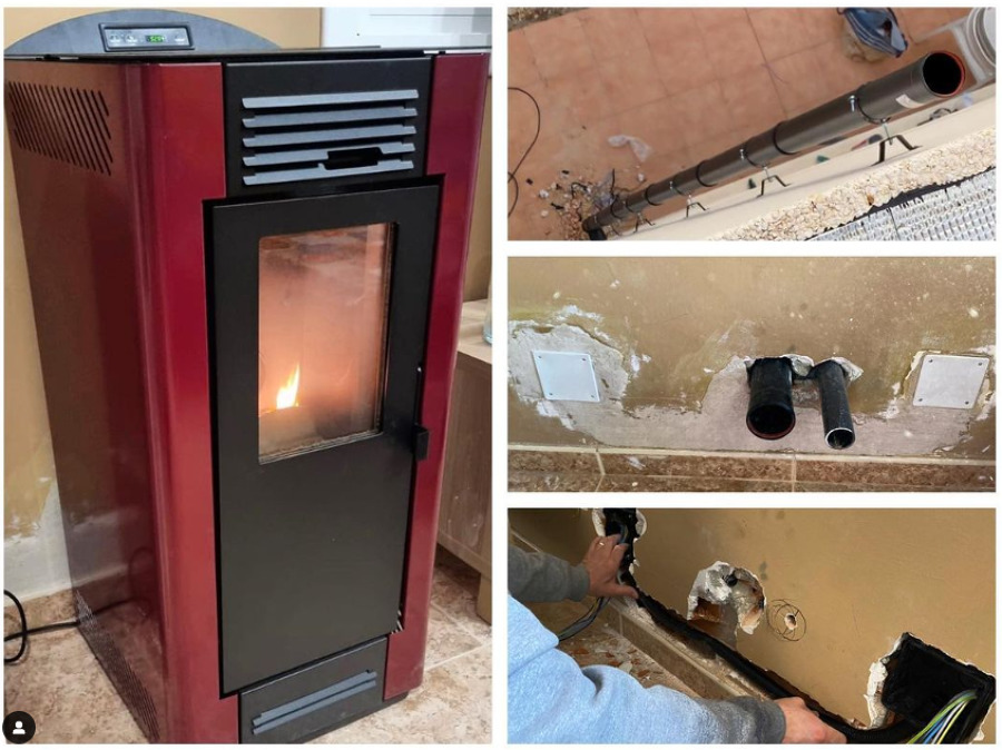 Instalación de una estufa de pellets