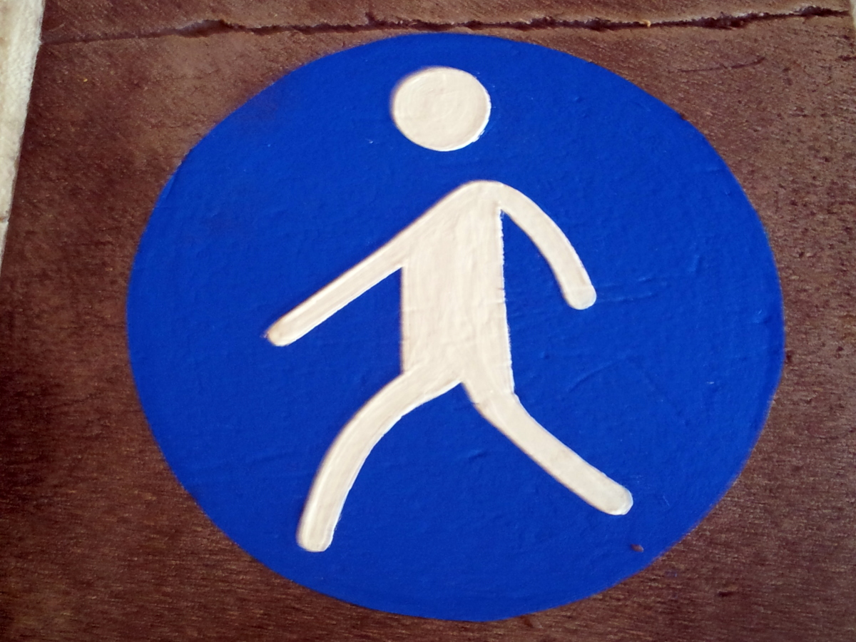 Señalizacion de señal peatonal en el suelo