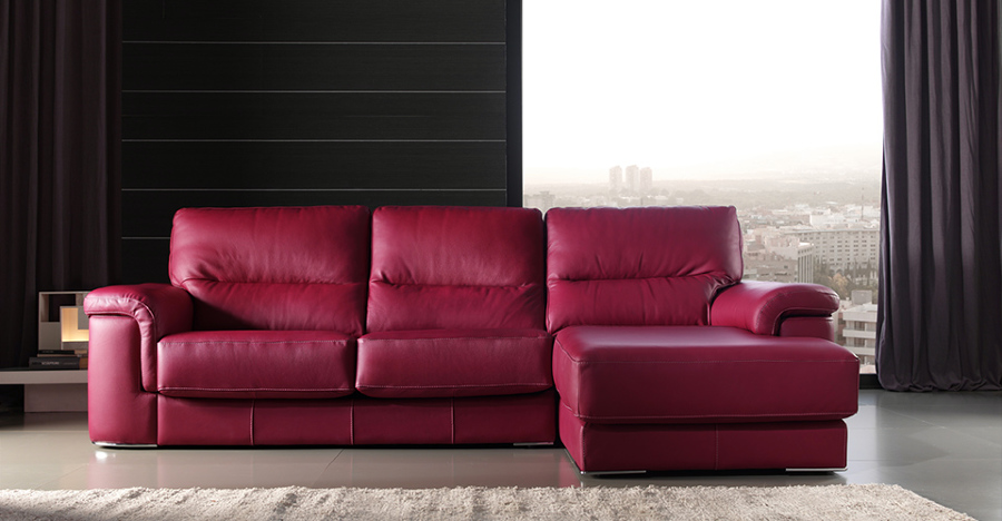 sofa cheslong tapizado en piel