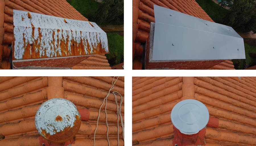 Pintura de chimeneas en tejado