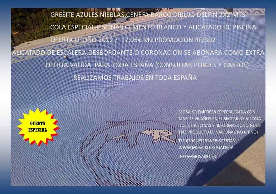 SUPER OFERTAS EN GRESITE PISCINAS MAS ALICATADO PRECIOS 2012