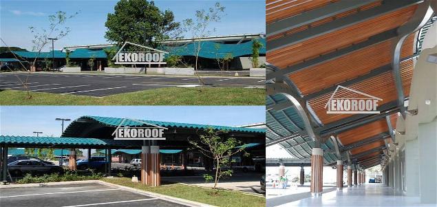 Teja plástica en centros comerciales