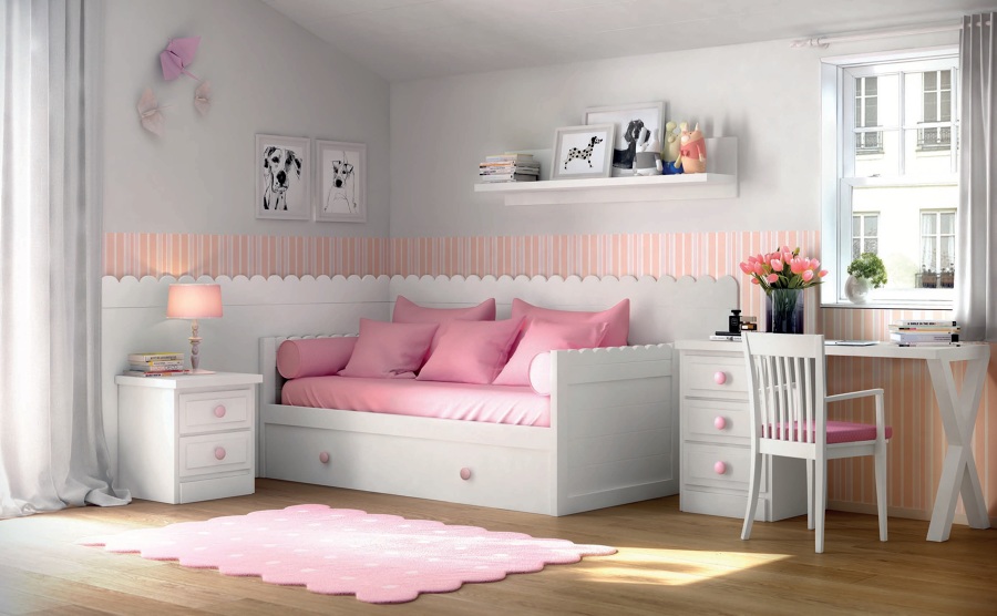 Dormitorio infantil lacado.