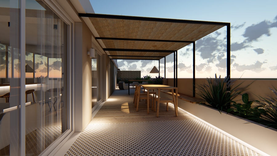 Iluminación nocturna terraza